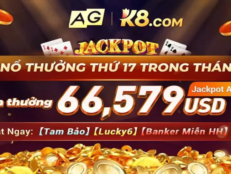 Người chơi K8 thắng giải AG Jackpot 66.579$